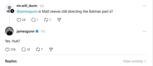 新蝙蝠侠2导演确认回归：詹姆斯·古恩亲自辟谣传闻