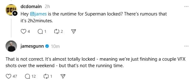詹姆斯·古恩亲自辟谣超人电影时长传闻，DCU新纪元即将开启